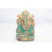 Idol Statue Ganesha Ganesh Green Jade Stone God Hindu Religious Hand Paint B277